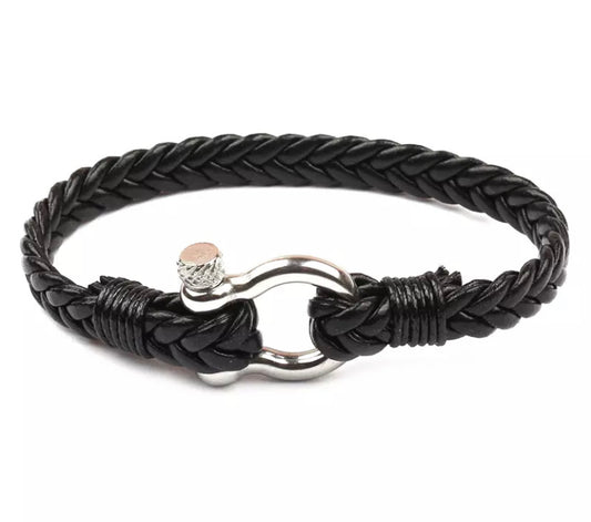 Navy Style Leather shackle Bracelet