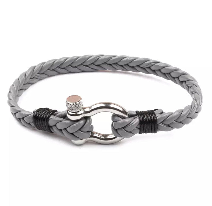 Navy Style Leather shackle Bracelet