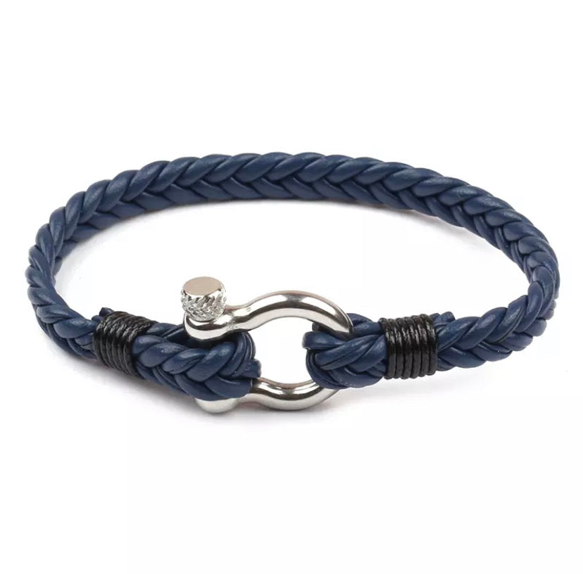 Navy Style Leather shackle Bracelet