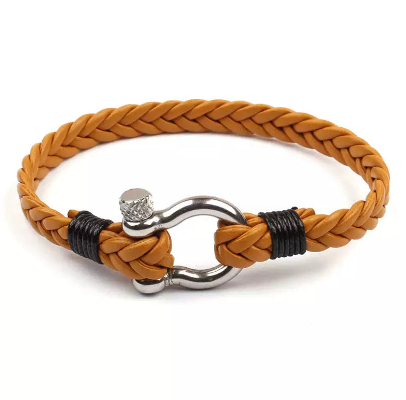 Navy Style Leather shackle Bracelet