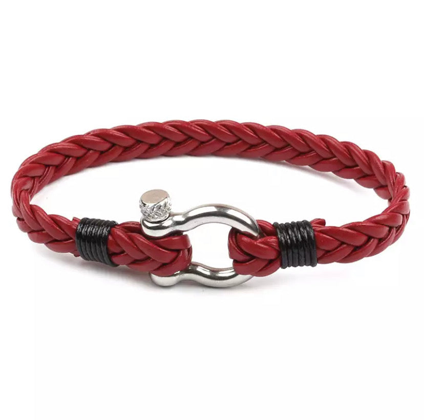 Navy Style Leather shackle Bracelet