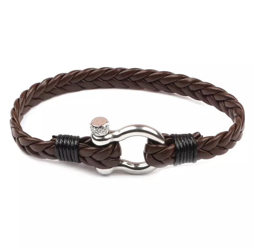 Navy Style Leather shackle Bracelet